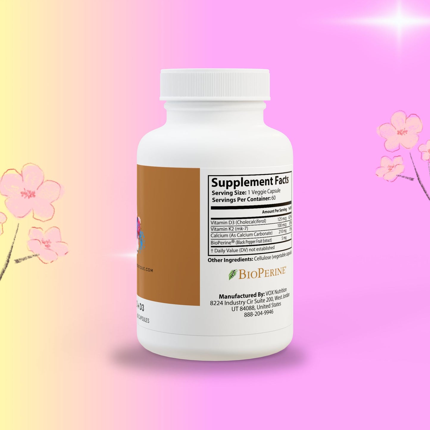 Vitamin K2 + D3 Supplement (60 Capsules)